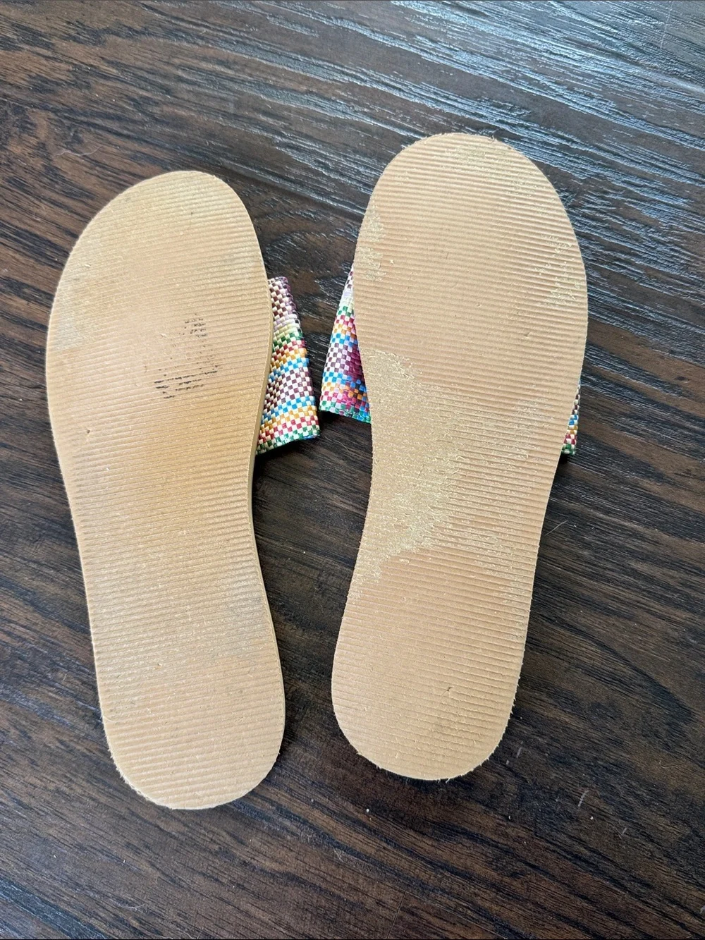 Madewell Multicolor Woven Slide Sandals with Tan Footbed